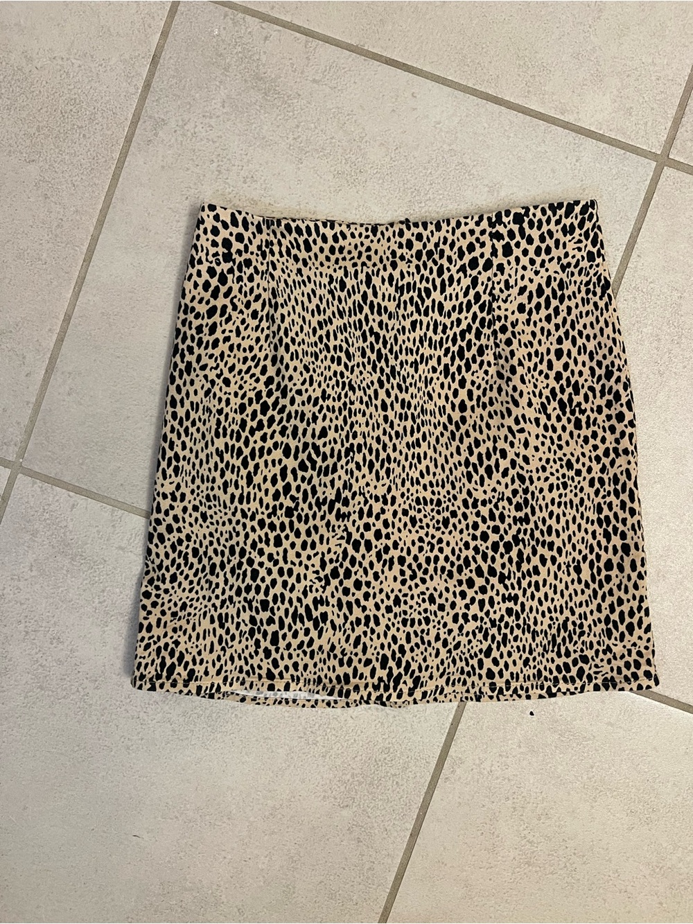 Brandy Melville Tan Mini Skirt with Black Leopard Spots
